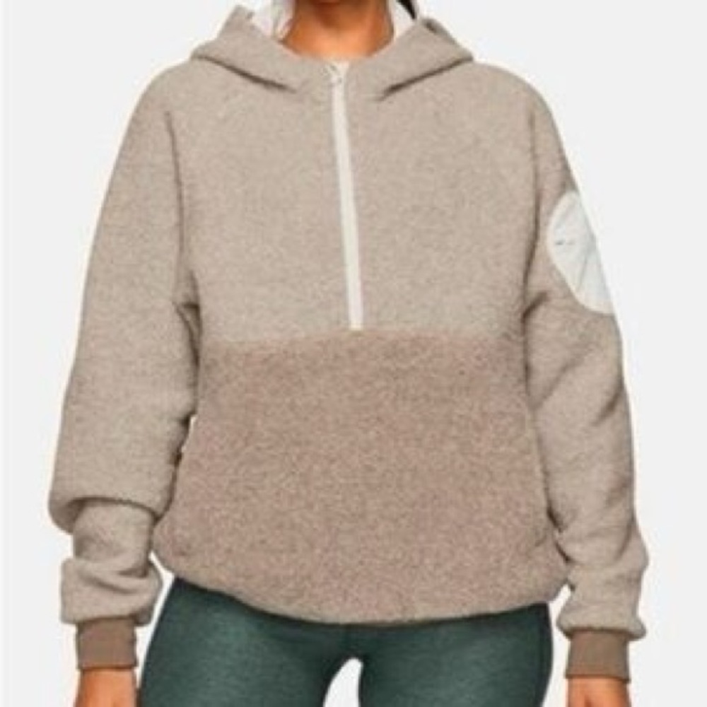 OUTDOOR VOICES MEGA FLEECE 1/4 ZIP HOODIE MEDIUM WOOL AB